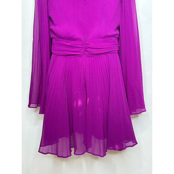 Milly Rosemary Mini Dress in Pleated Chiffon knee Length Dress Size 6 MSRP $450 - Picture 9 of 15